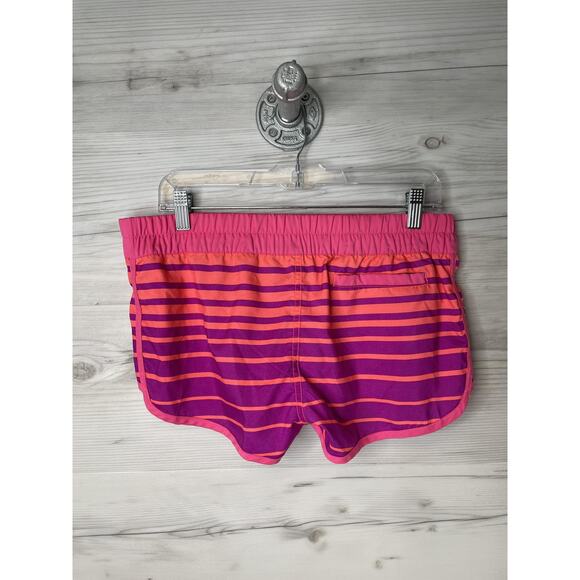 Hurley Shorts Womens Medium Pink Purple Stripe Running Mesh Lined Elastic Waist - Picture 5 of 9